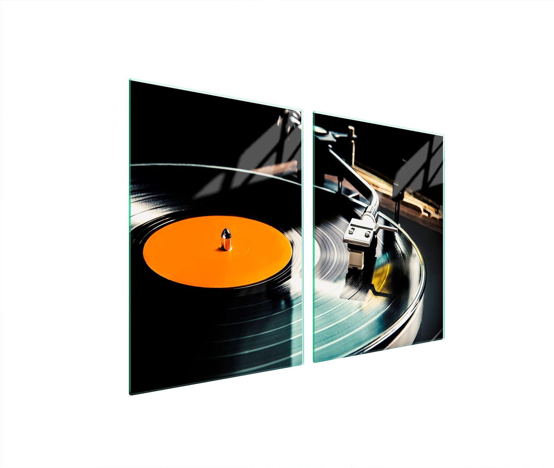 Piastre di copertura per piano cottura in ceranfeld 2 pezzi 45 x 52 cm | copertura per piano cottura cottura elettrico a induzione | paraschizzi | tagliere in vetro | Musica in vinile