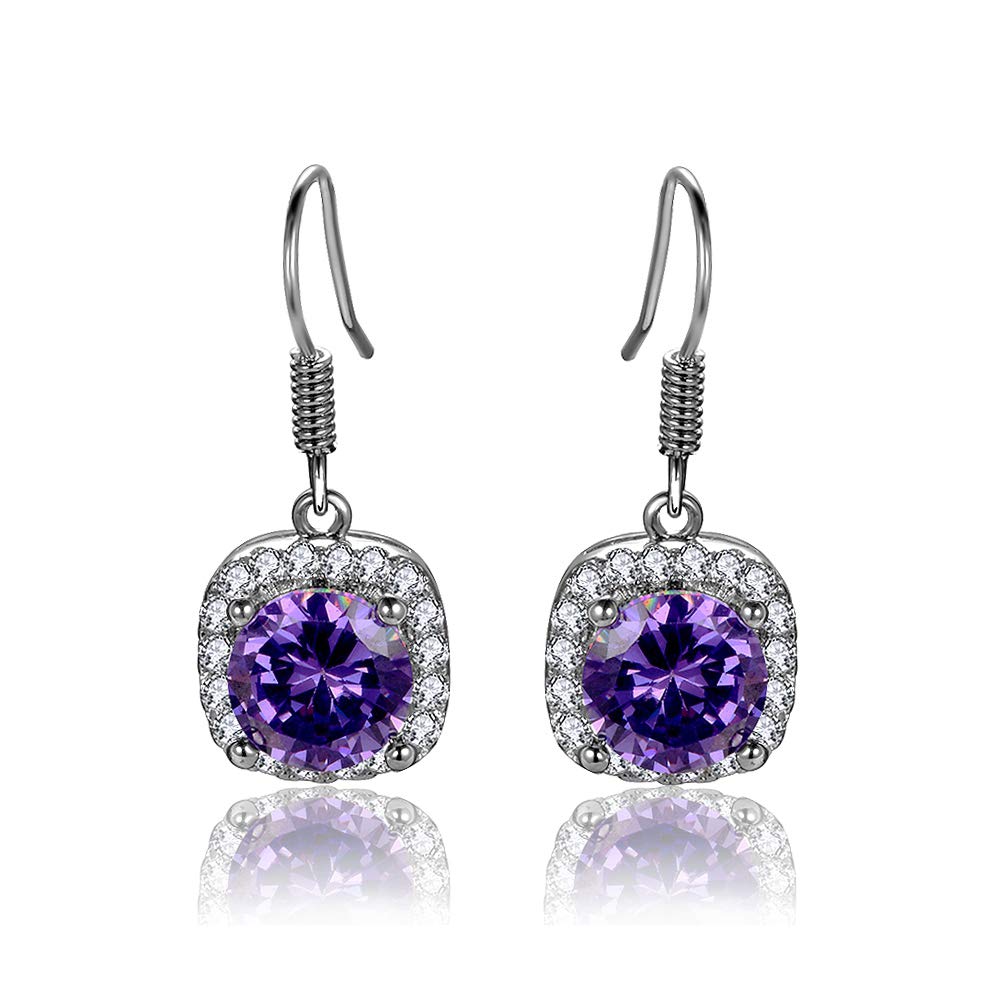 Boucles d'oreilles améthyste naturelle argent 925 anti-allergie