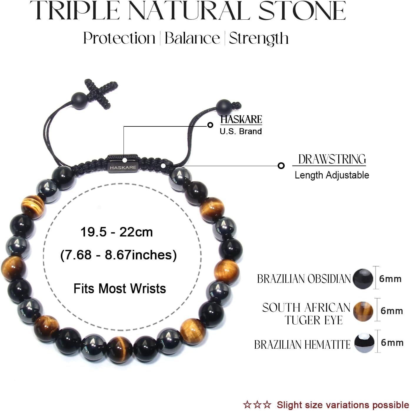 Multi Protecion Gifts for Men - Tiger Eye Black Obsidian Bracelets, Healing Crystal Energy Stone Jewelry, Stuffers for Dad Husband Grandpa, Handmade Birthday Gifts for Him Father's Day Anxiety Relief