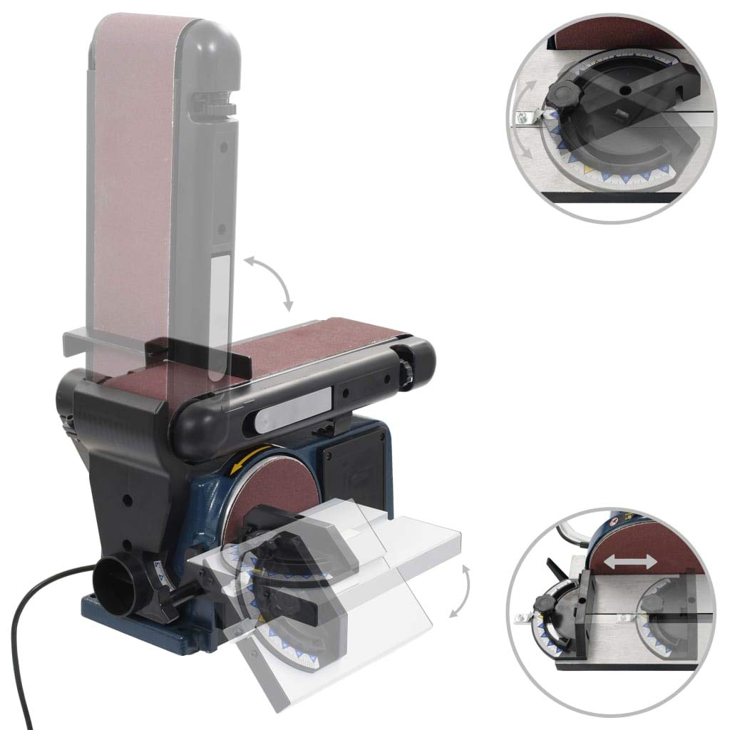vidaXL Levigatrice a Nastro e a Disco Elettrica 370 W 150 mm Inclinabile con Goniometro