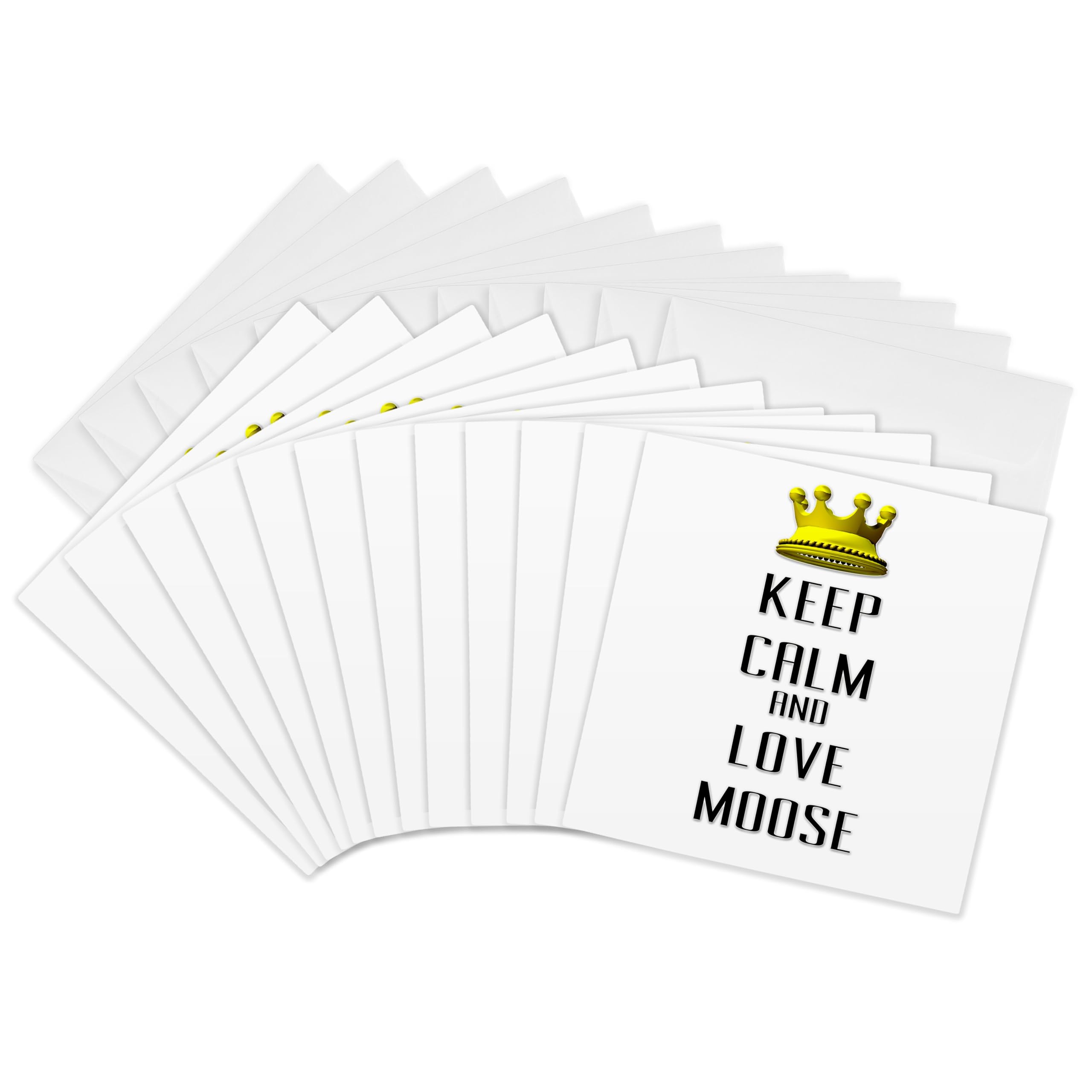 3dRose gc_121209_2 6 x 6-Inch" Gold Crown Keep Calm and Love Moose" Greeting Card (Set of 12)