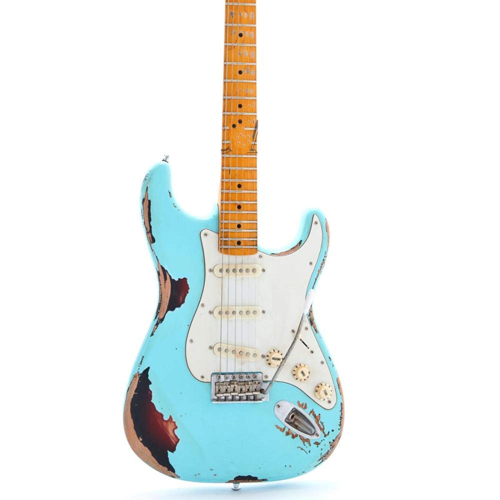 ST Chitarra elettrica Nitro Aged Hardware Tremolo Bridge Corpo in ontano Manico vintage Multicolor 39 pollici Blue-Guitar