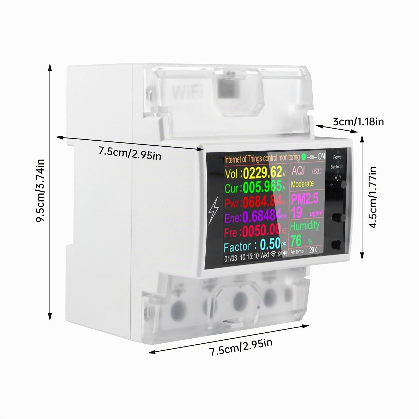 Diymore Medidor de Energía 100A WiFi Din Rail Interruptor Inteligente Control Remoto,Monitor Digital de Consumo de Energía,AC85-265V Medidor Digital Volt Amp Kwh Factor de Frecuencia