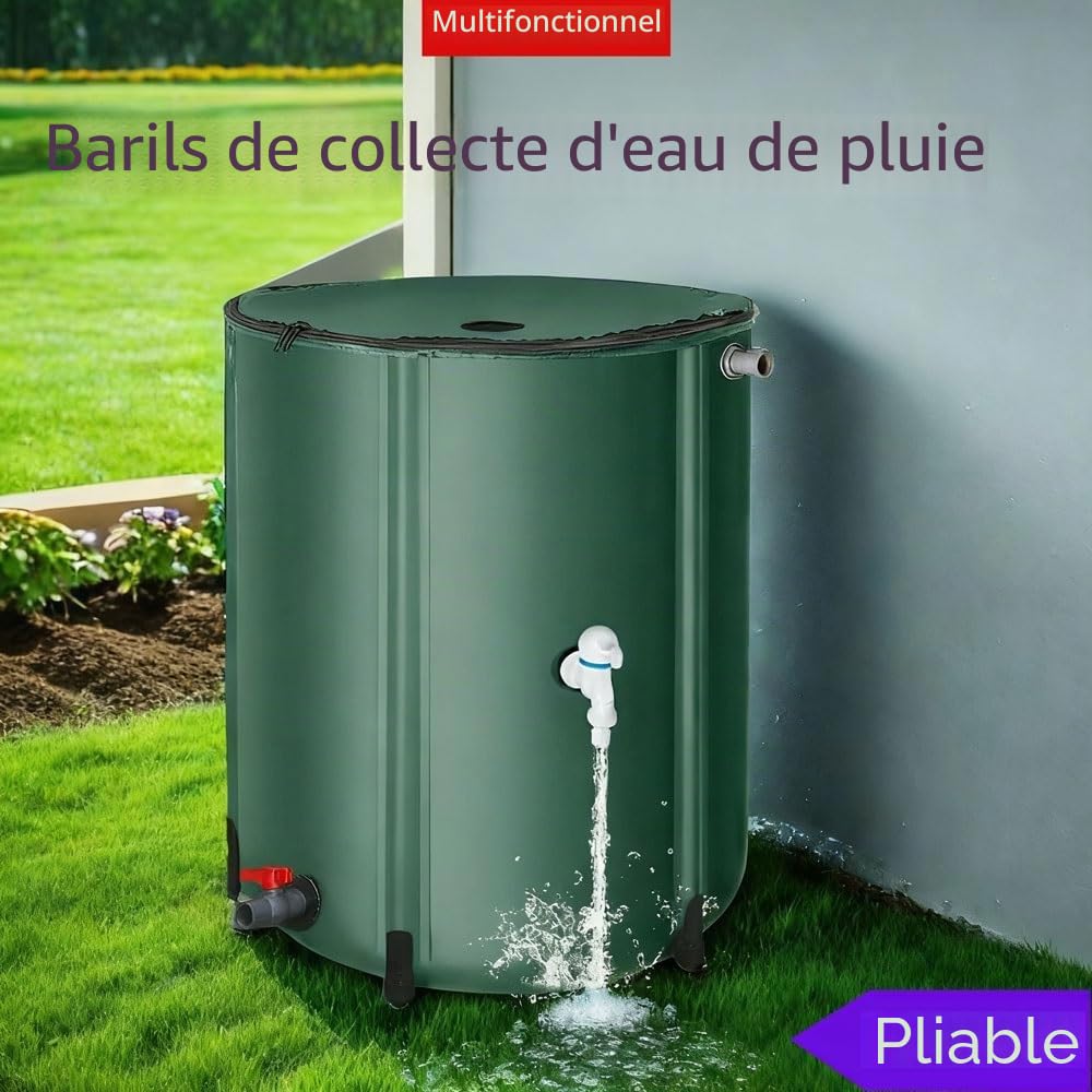 Récupérateur d'eau de Pluie 50L-1000L Pliable avec Robinet, pour Jardin, Irrigation, Extérieur et Urgence(50L)