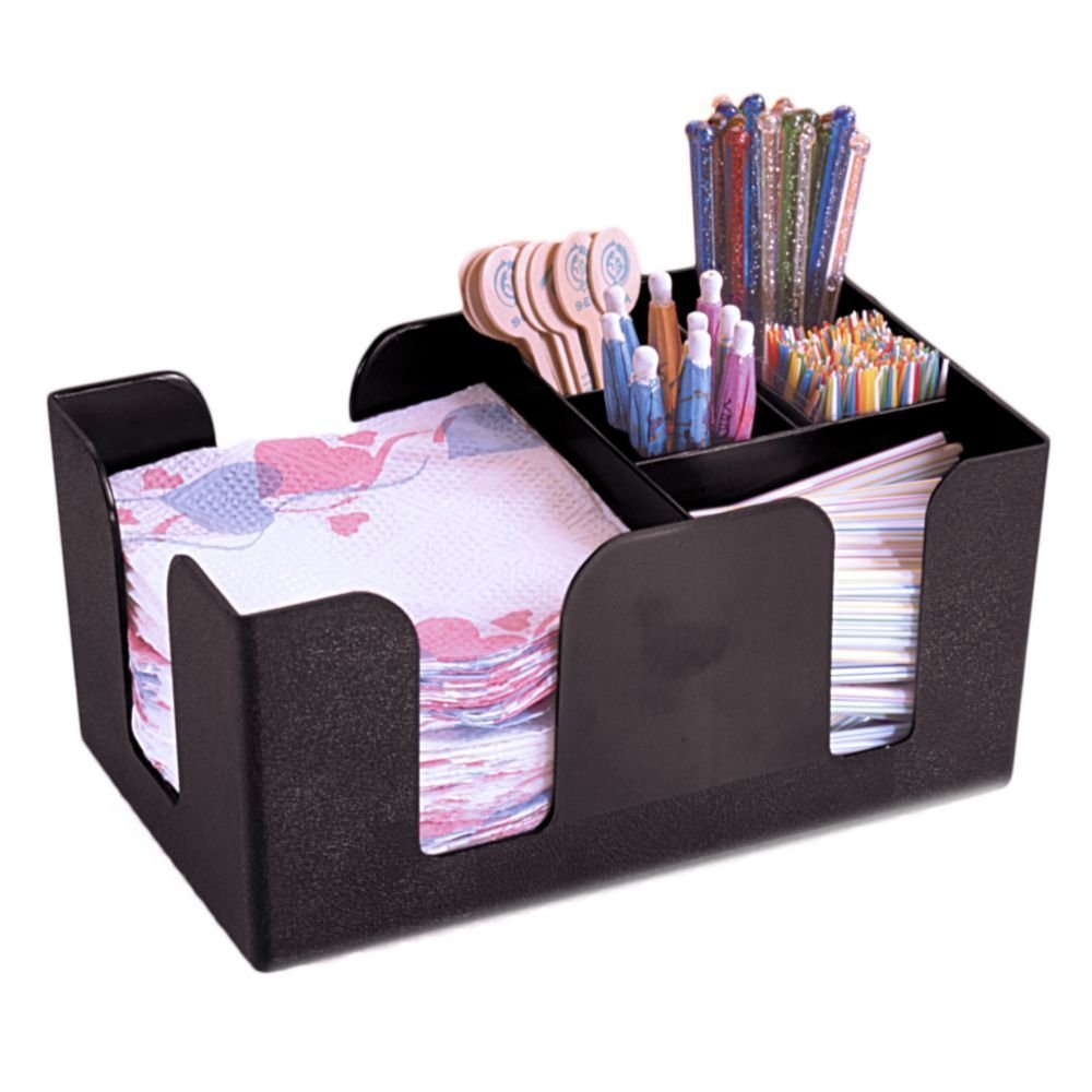 American METALCRAFT, Inc. BAR6 Plastic Bar Organizer with 6 Compartments, 9.5" L x 5.75" W, Black