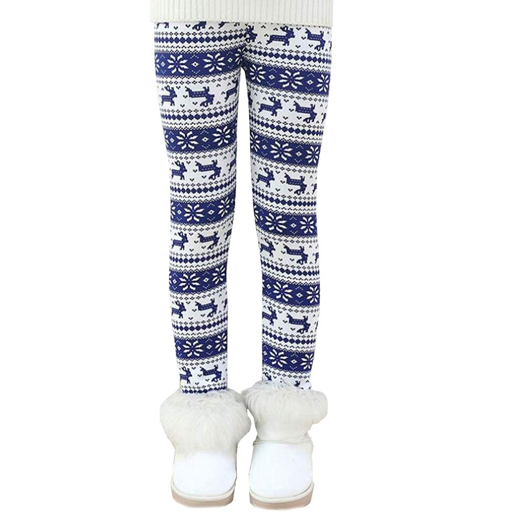 Rysly Girls Winter Thick Warm Long Pants Printing Fleece Lined Leggings