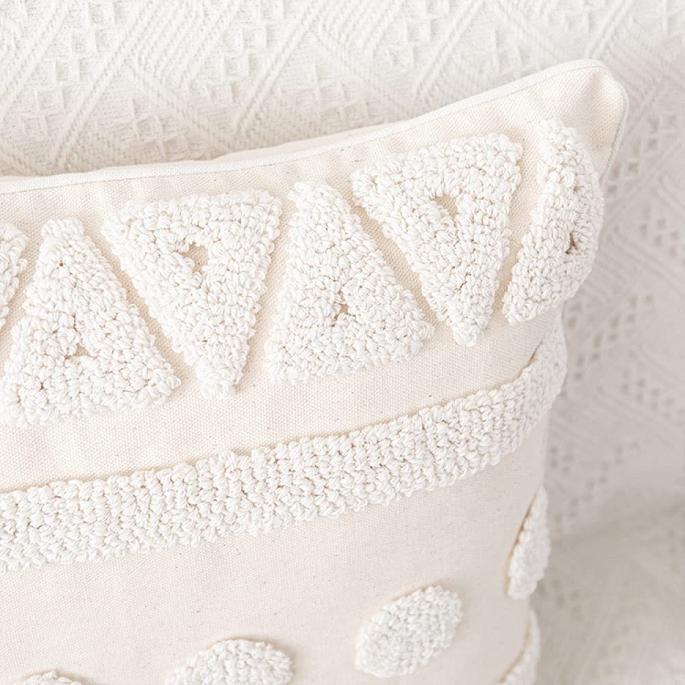 Kissenhülle Boho, Vintage Beige Tufted Dreieck Polka Dot Streifen Jacquard Baumwolle Dekorative Kissenbezüge Marokkanisch Nordic 45X45Cm Dekokissen Bezüge Für Sofa Schlafzimmer Wohnzimmer,A 45X4