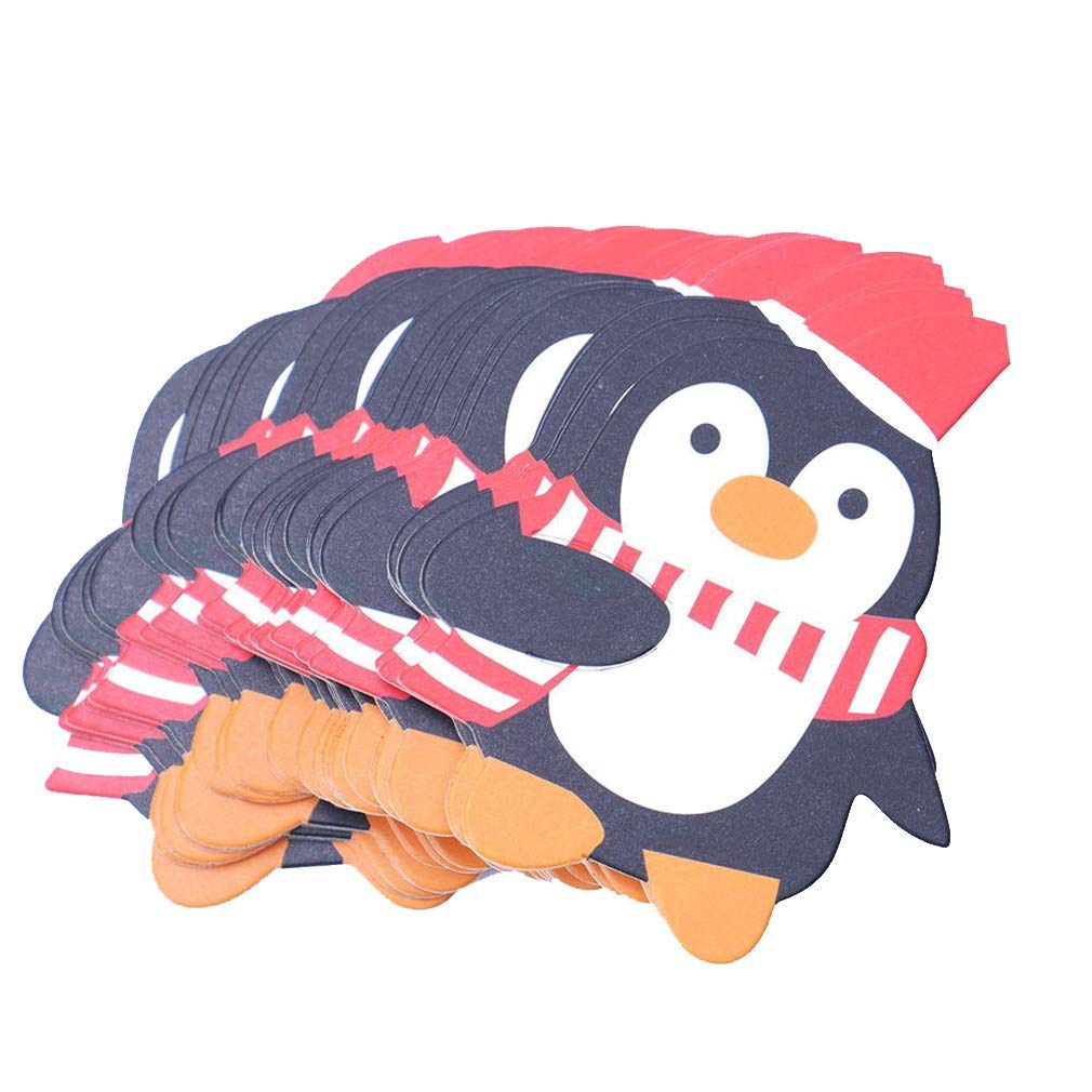 Pack of 50 Santa Claus Penguin Lollipop Christmas Card Holders Christmas Decorations Penguin Style Durable Solid