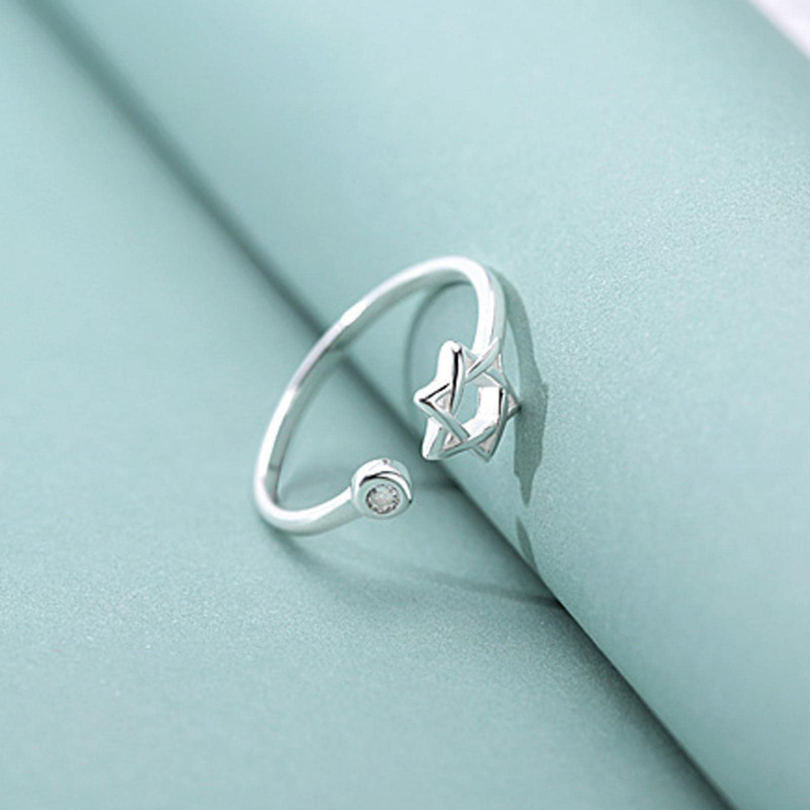 Anillos de Estrella Ajustables de Plata de Ley, Anillos de Boda for Amantes for Mujer