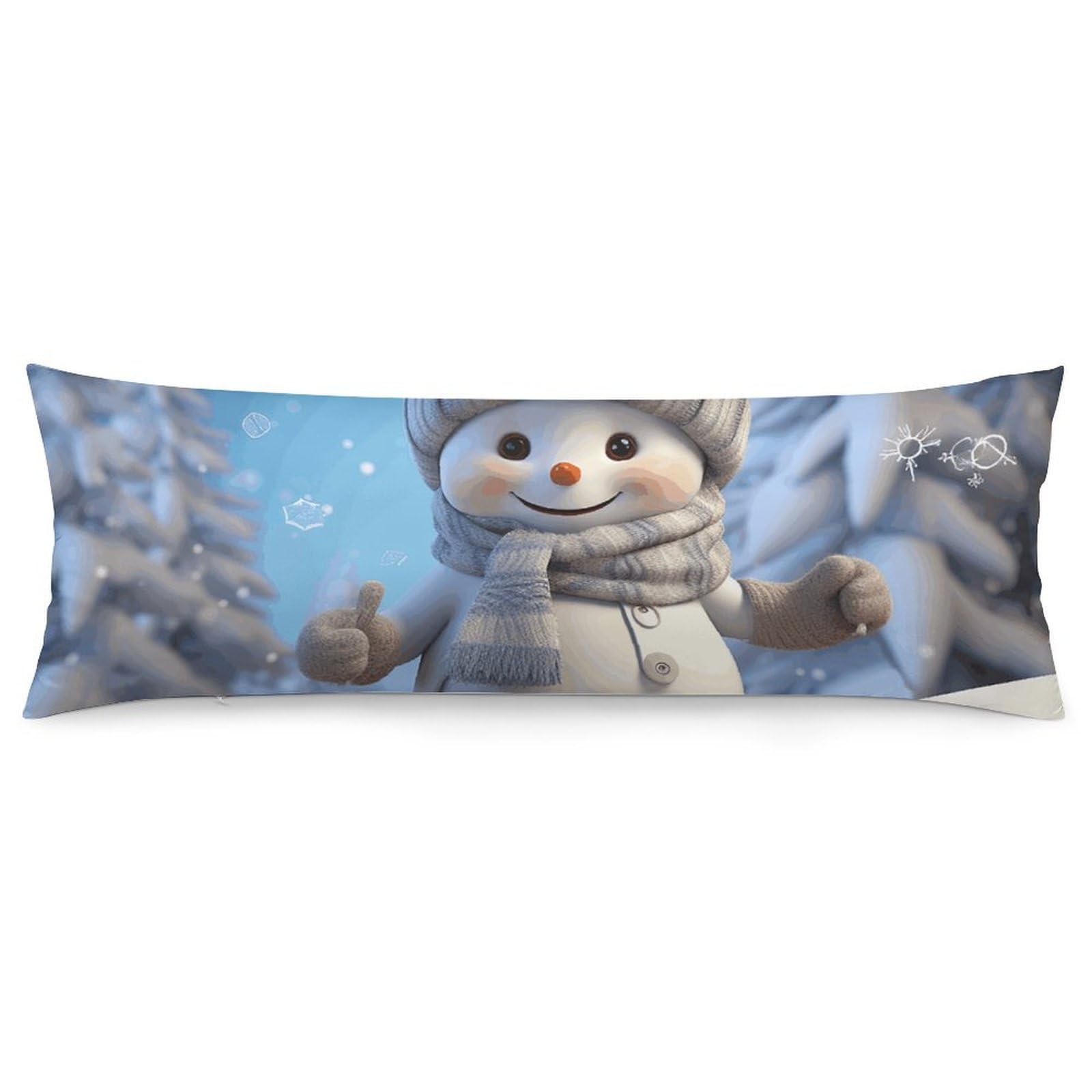 2 Pack Pillow Cases for Hair and Skin, Soft Breathable Pillow Case Covers with Hidden Zipper, Cute Snowboard Snowman Pillowcase 20"x54" Pillow Covers for Sleeping Gift