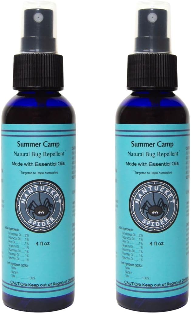 Nantucket Spider 2-Pack | Summer Camp Insect Repellent Spray (4 oz) | DEET-Free & Citronella-Free | Essential Oil Bug Spray for Kids & Family | Made in USA