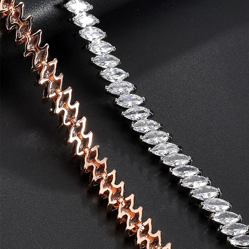 14K Gold Tennis Bracelet for Lady, Leaf-Shaped Design with Moissanite, Birthday Gift for Women4