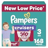 Pampers Diapers - Cruisers 360 - Size 3&comma; 168 Count&comma; Babyproof&comma; up to 100&percnt; Leakproof Pull-On Diaper &lpar;Packaging May Vary&rpar;