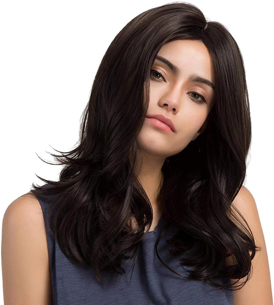 Women Synthetic Artificial Full Head Hair Wig Cosplay short Curly Wavy NO Bangs Natural Black Wigs Costume Fancy Party FREE WIG CAP