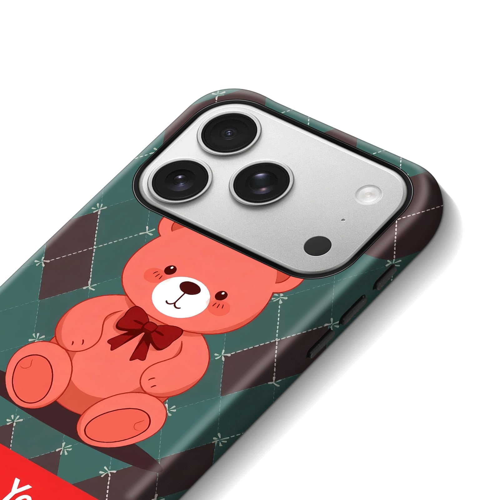 Party Teddy Bears ミラーケース iPhone 17用 Bear Pattern Case With Mirror Stand For iPhone 17 16 15 IPS506