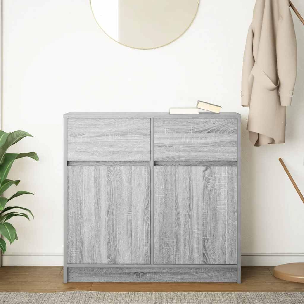 Credenza grigio Sonoma, 80 x 34 x 76 cm, in legno