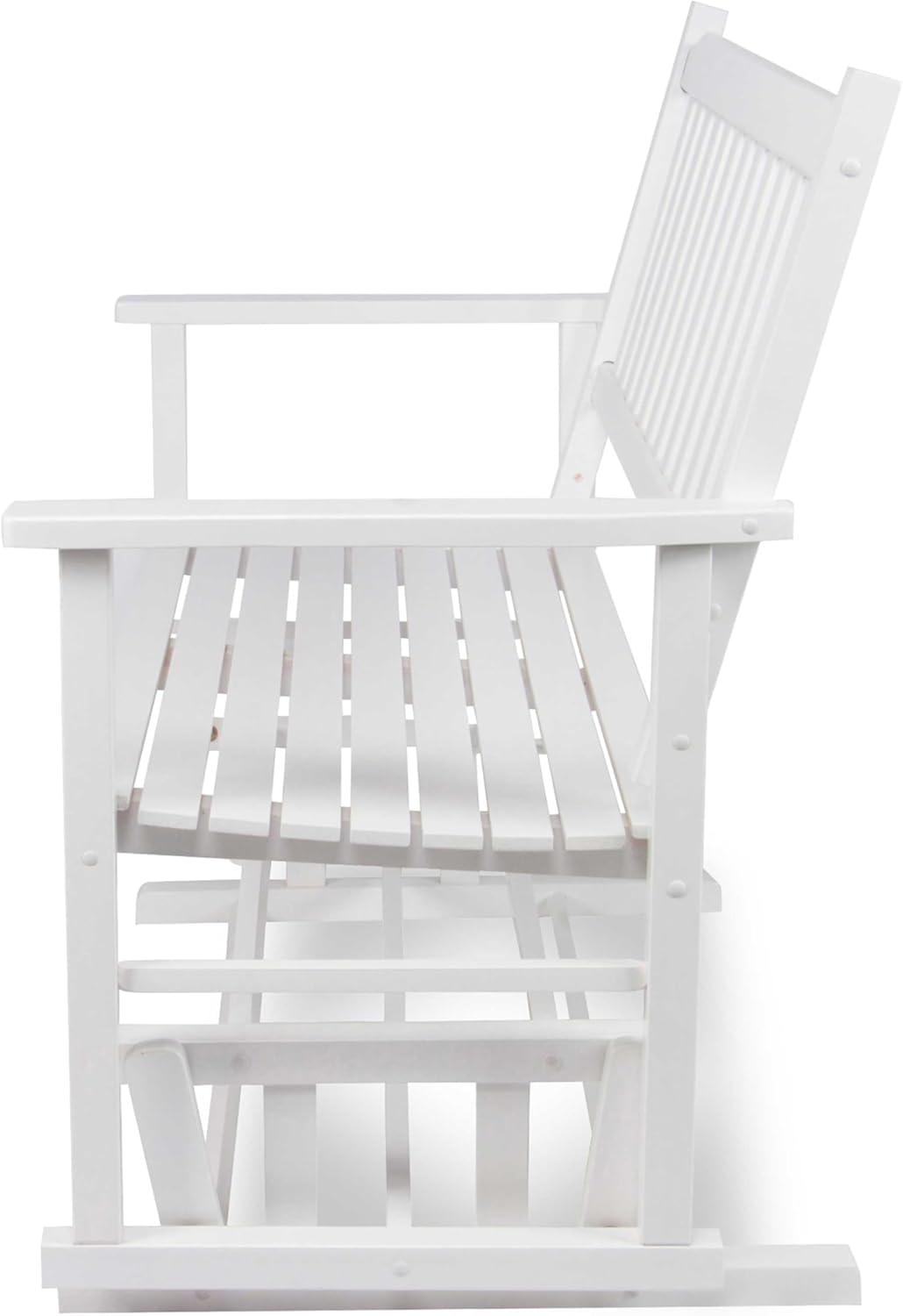 Shine Company Torrey Outdoor Wood Patio Glider Bench, 2-Seater Loveseat, 26" D x 49" W x 40" H, White