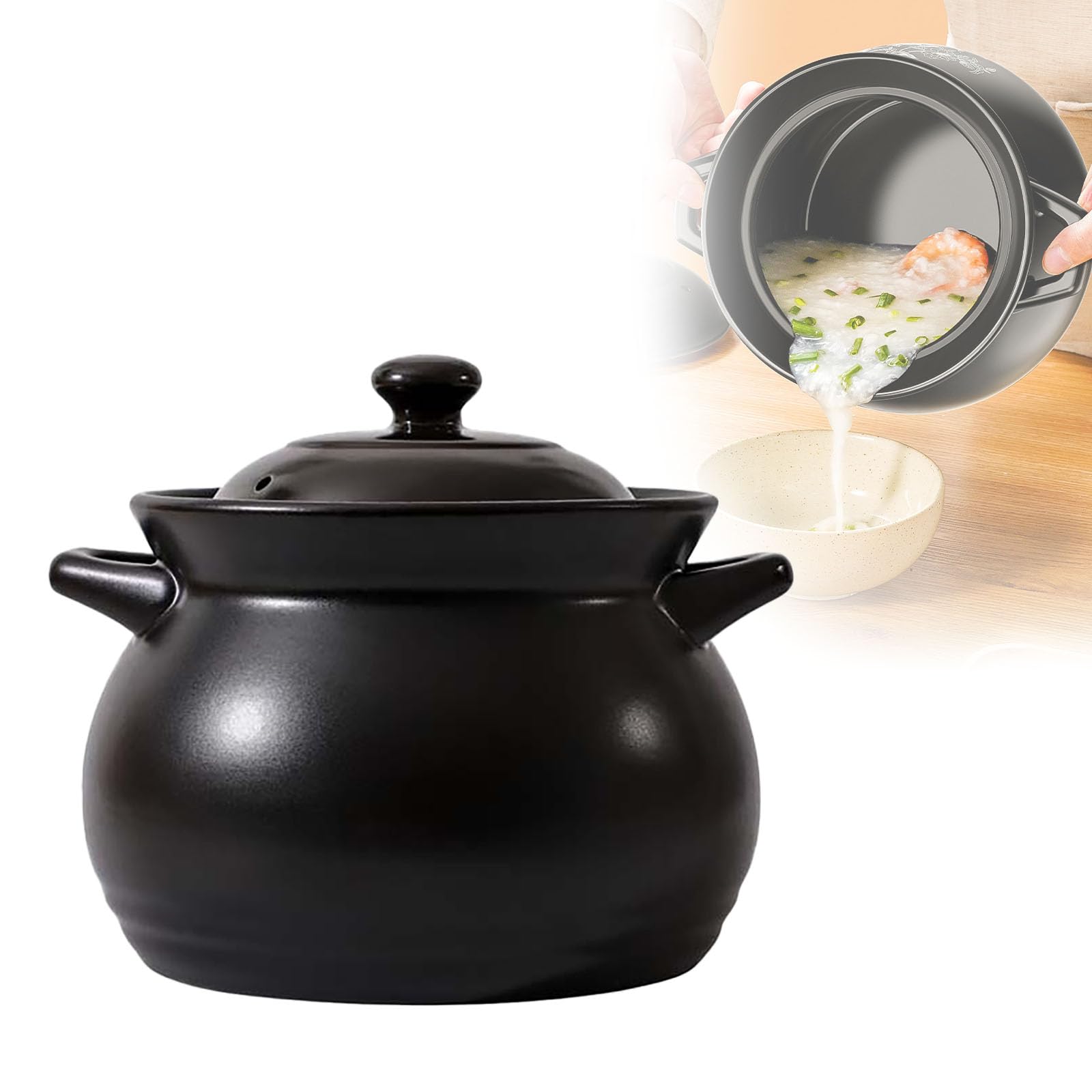 Teglia in Ceramica Pentola in Ceramica Pentola Cinese con Coperchio per Stufato Zuppa Cottura A Vapore E Servire,4L