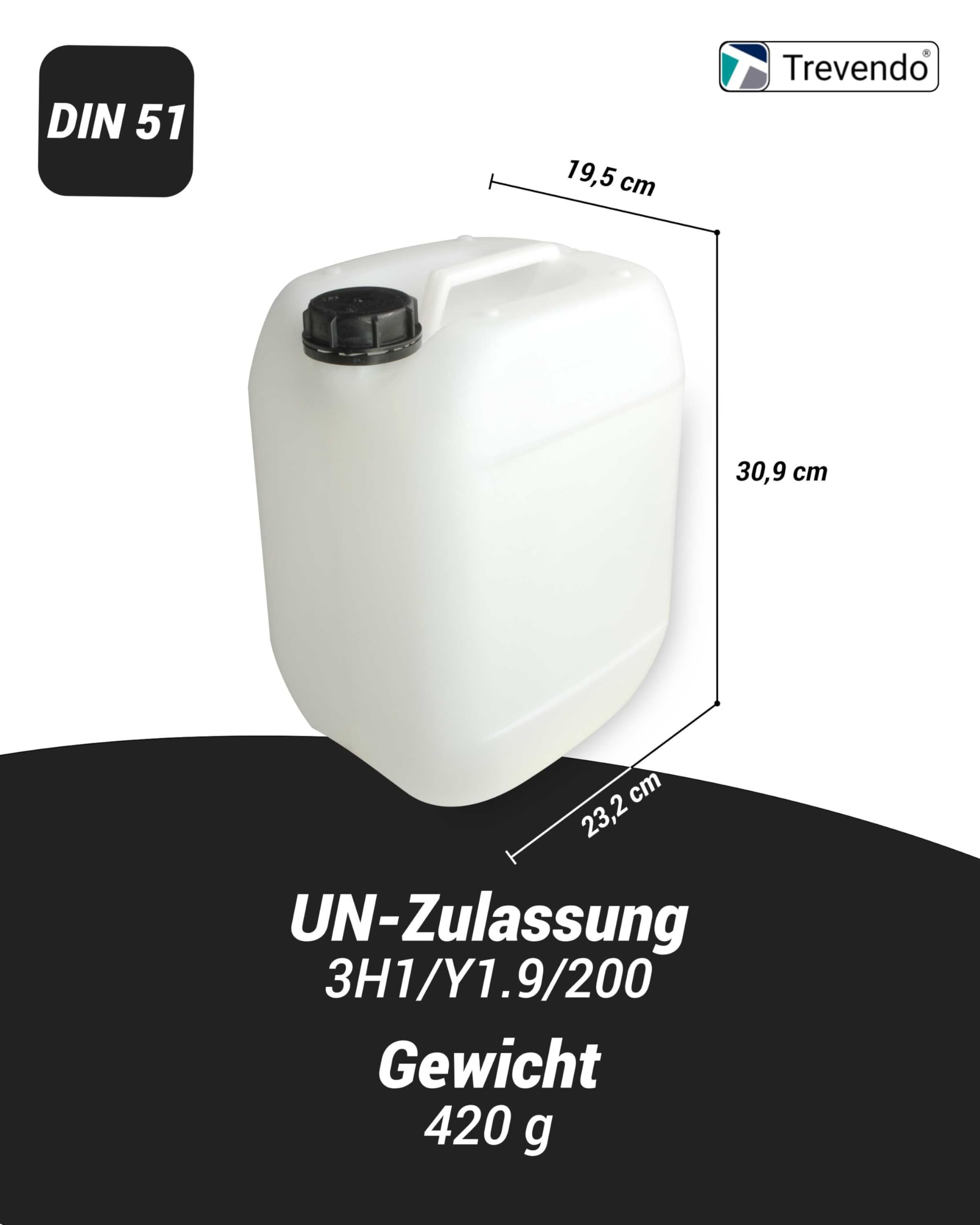 Trevendo 4er-Set Wasserkanister - Leerkanister - Kunststoffkanister - lebensmittelecht & BPA-frei - inkl. Auslaufhahn & Schraubverschluss & Beschriftungsetiketten