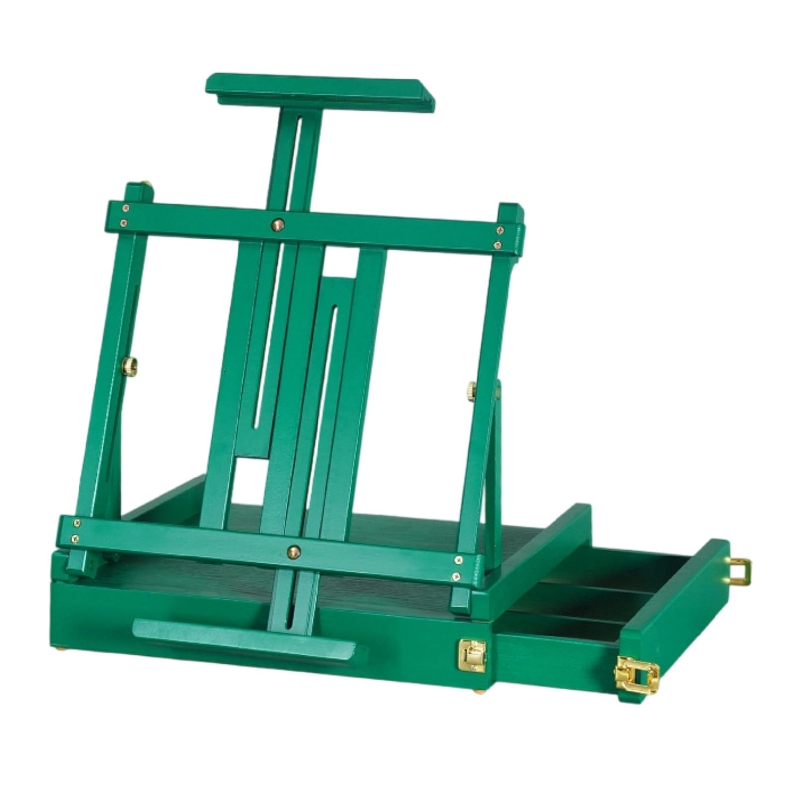 Caballete Maletín Portátil Caballete Mesa con Cajón Estable Atril para Pintores, Verde Oscuro