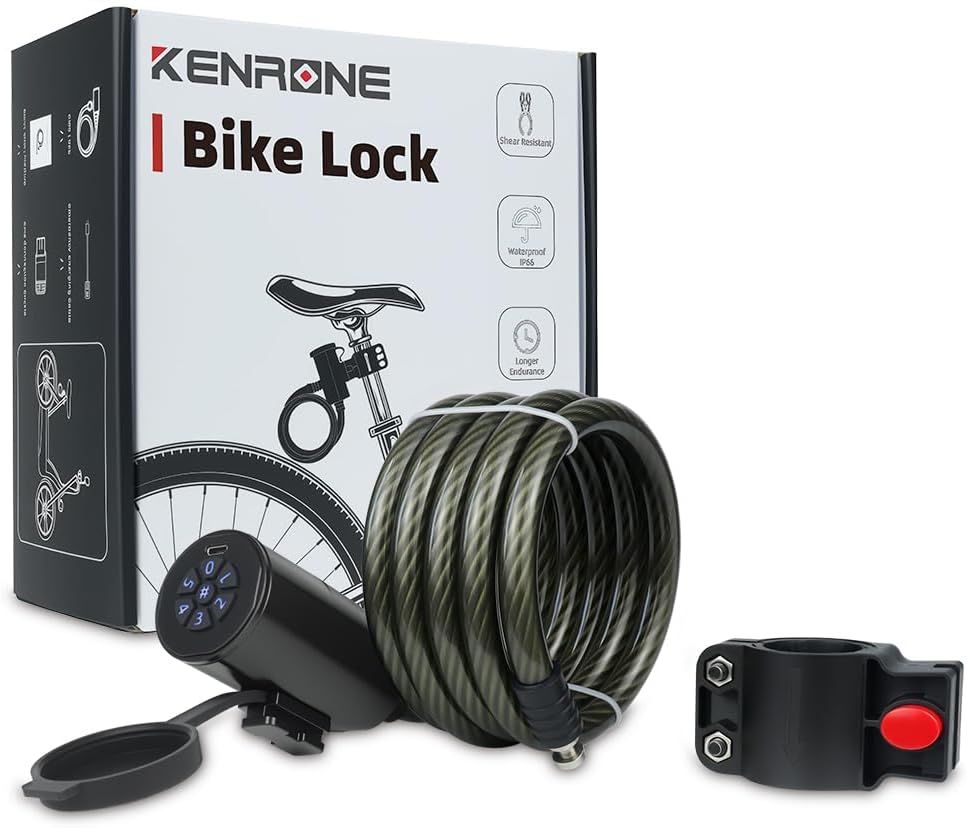 Smart Bike Lock,Keyless Anti-Theft Bicycle Cable Lock with 59 inches Waterproof Cable and Mounting Bracket (Combination Lock)