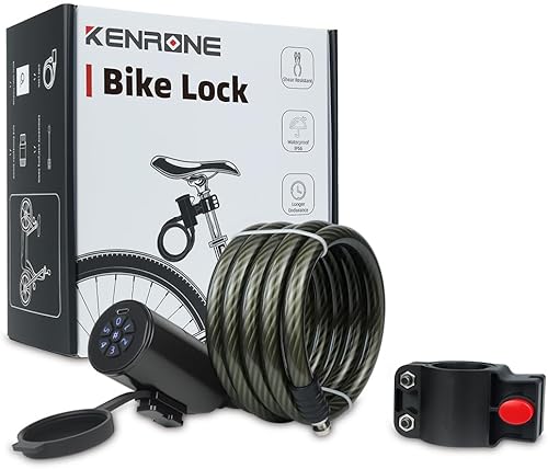 Cerradura inteligente para bicicleta, antirrobo sin llave, cable impermeable de 59 pulgadas y soporte de montaje (cerradura de combinación)