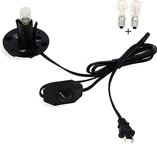 [UPGRADED] Salt Lamp Cord with Dimmer Control and Base Assembly, Betus [Original Replacement] Power Cord with Dim Switch & Base for Himalayan Salt Lamps - UL Listed 6 Feet Long with Two FREE 15W Bulbs