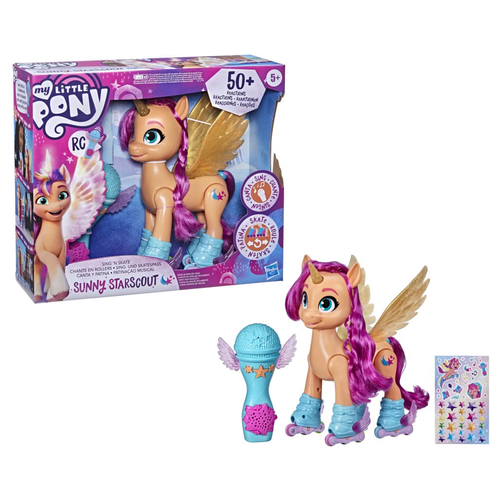 My Little Pony A New Generation - Sunny Starscout Canta y Patina - Juguete de 22,5 cm a Control Remoto, 50 reacciones, Luces y música en español