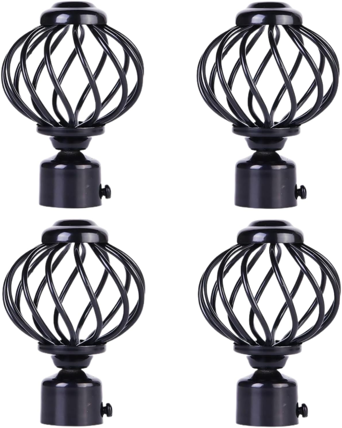 Curtain Rod Ends Finials 4PCS 19mm 22mm 25mm 28mm Wrought Iron Roman Rod Decorative Head Curtain Head Accessories Black Lantern 28mm
