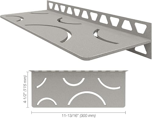 Miniatura 2 de Schluter Estante rectangular para paredes de azulejos, 0.157 in de grosor, diseño curvo, material de aluminio, acabado gris piedra - SWS1D6TSSG
