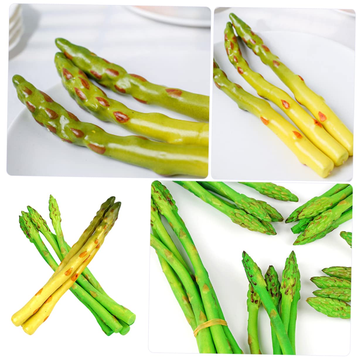 POPETPOP - 8 Asperges Artificielles Hyper Réalistes En PVC Et Mousse - Décoration Cuisine, Boutique Ou Accessoire Photo
