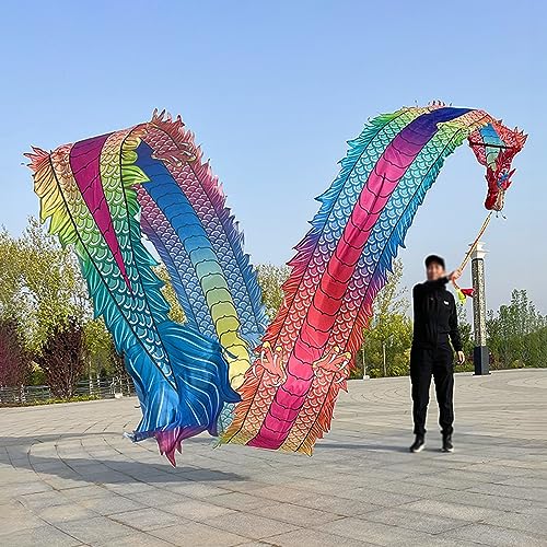 CMYUN Dragon Poi Colorful Dragon Poi with Head, 3D Silk Dragon Ribbon Dancer Washable, Portable Art Streamer for Fitness Juggling Flinging, for Adults Seniors (Size : Length - 8m/26ft)