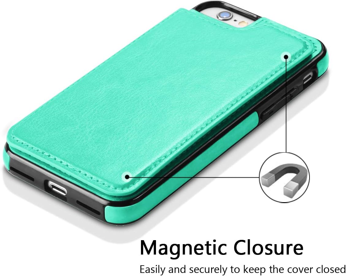 Hoofur iPhone 6s Case, iPhone 6 Case, Slim Fit Premium Leather iPhone 6 Wallet Casae Card Slots Shockproof Folio Flip Protective Defender Shell for Apple iPhone 6/6s (4.7 Inch) (Mint Green)
