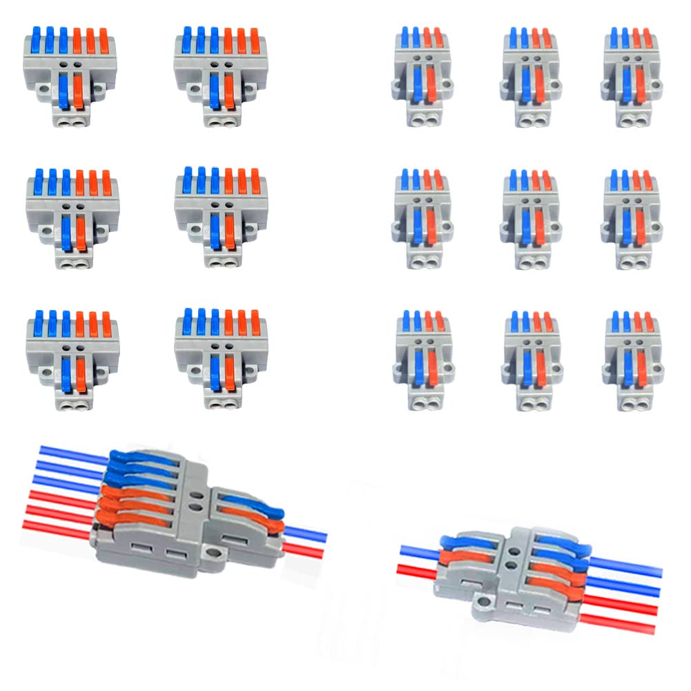 15PCS Compact Wire Connectors,YuShi Connection Terminal Blocks,2 Models
