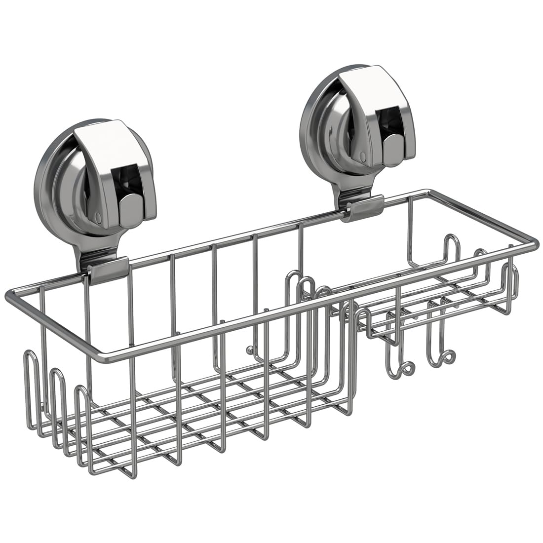 TESOT Suction Cup Shower Shelf Shower Caddy Soap Dish with Hooks for Sponge Rust Proof 304 Stainless Steel
