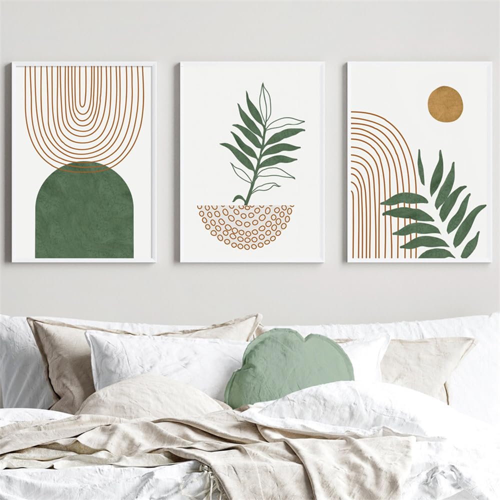 WBYZAC Botanical Posters-Abstract Geometry Leaf Rainbow Boho Posters Wall Art Pictures Nordic Bedroom Living Kitchen Room Decor Prints Canvas Painting-60 * 70cm*3PCS (No Frame)