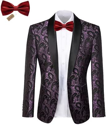 Men's One Button Shiny Black Lapel 100% WOVEN 3X White Dinner Jacket~ Sport Coat Fancy Blazer Two Toned Fashion Tuxedo For Men main image 1