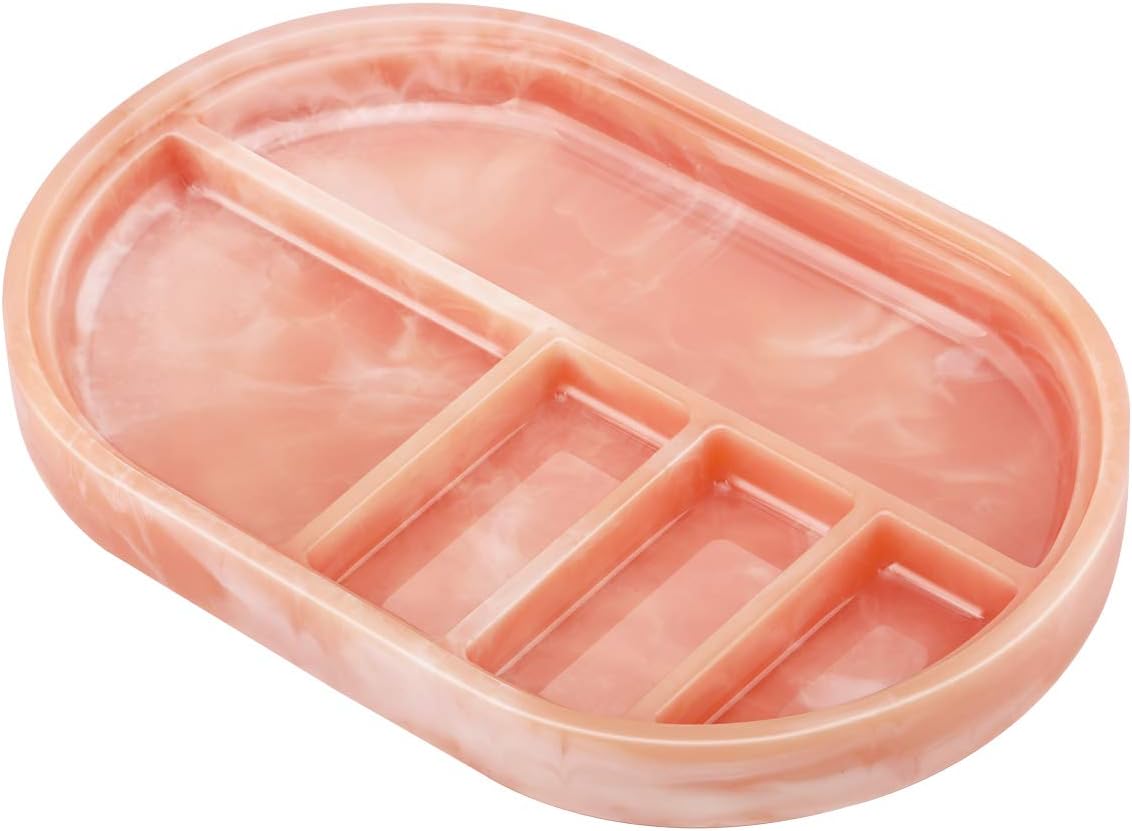 Lewondr Resin Vanity Tray, Bathroom Tray with 5 Divided