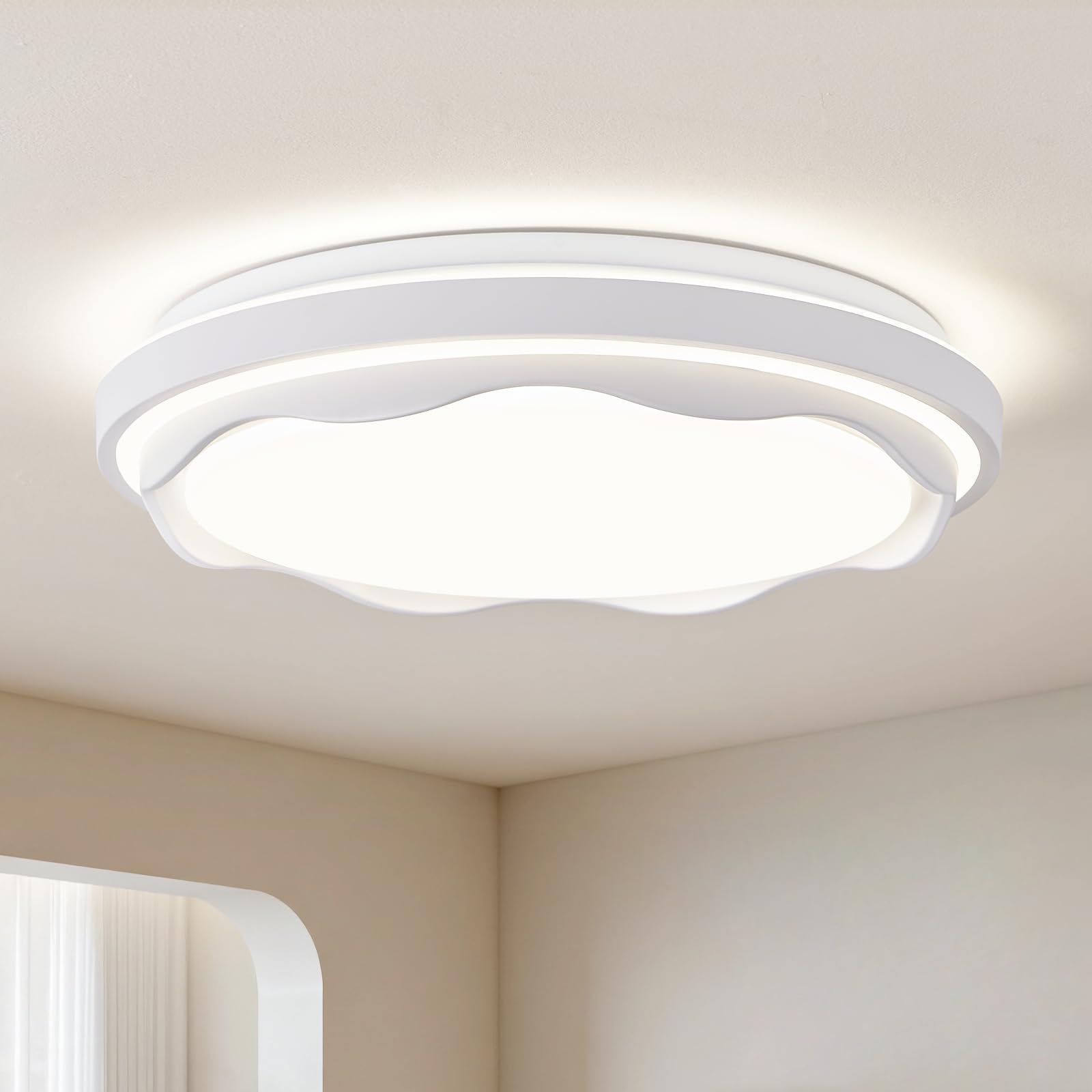 Qamra LED Deckenlampe, 39 cm Weiße Acryl Deckenleuchte, Runde Moderne deckenleuchte Minimalistisch für Wohnzimmer, Schlafzimmer, Küche, Flur und Dielen