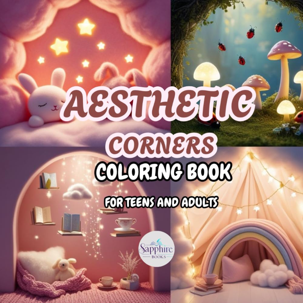 Aesthetic Corners: A Stress Relief Coloring Book for Teens and Adults | Cozy Spaces Coloring | 30+ Super Cute and Aesthetic Coloring Pages
