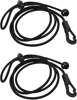 Kayak Canoe Paddle Leash,2pcs/set 180cm Kayak Canoe Paddle Leash Clip Stretchable Fishing Rod Tether Holder for Kayaking Surfing Black