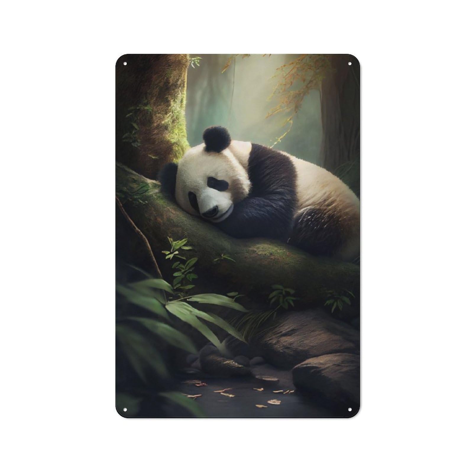 Panda Forest Workshop Style Metal Wall Decor 30x20cm, Decorative Metal Plaque for Garage, Workshop, Shed Or Utility Room