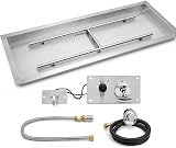 36 x 12 Inch Rectangular Drop-in Gas Fire Pit Kit | Complete DIY Propane Set with All Accessories | 150,000 BTU High Output for Outdoor Patio & Backyard - 1
