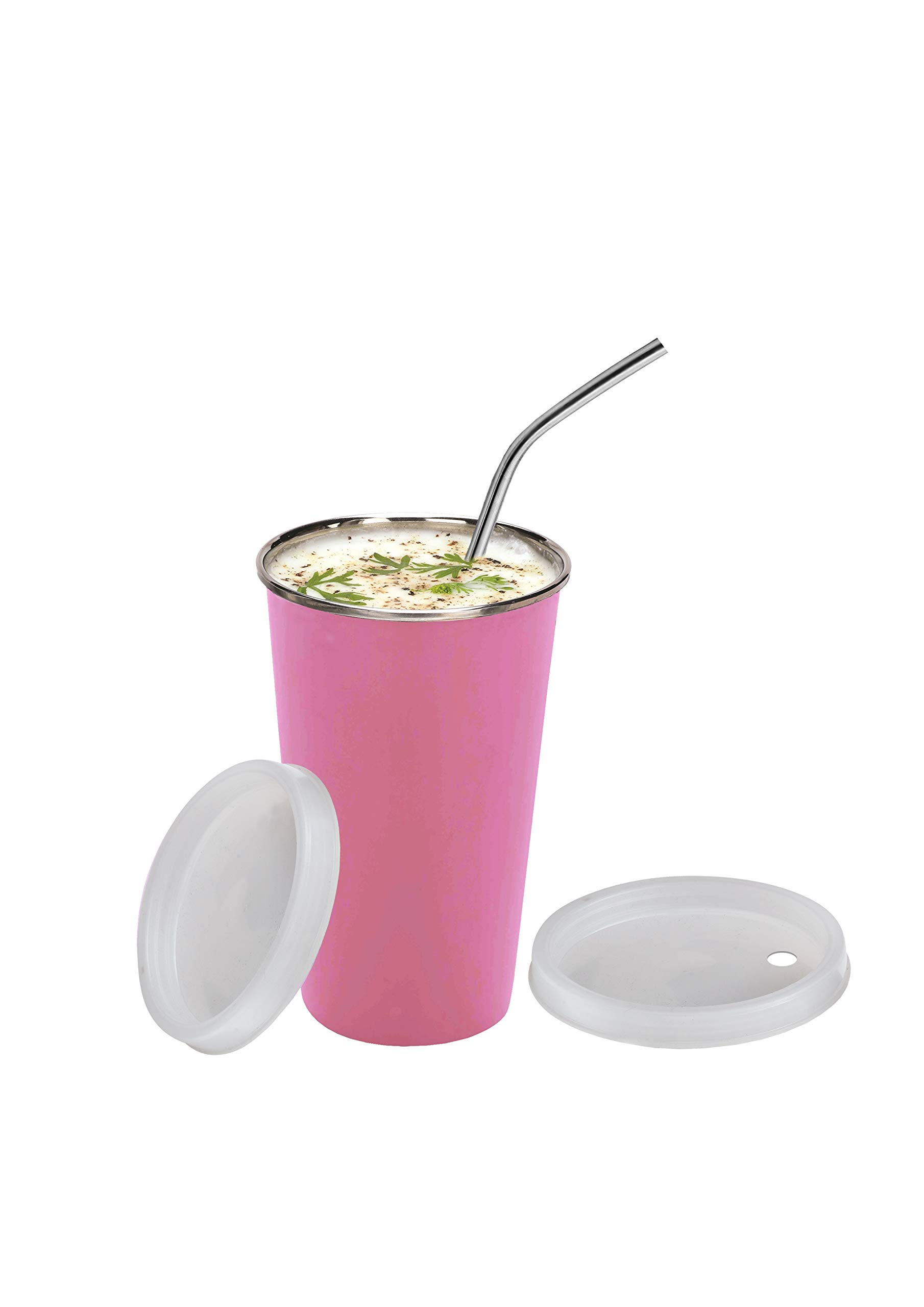 Falcon Stainless Steel Glass With Straw And Straw And Lid - 1 Piece, Pink, 300 ml (B07VR1W6DB) Amazon Price History, Amazon Price Tracker
