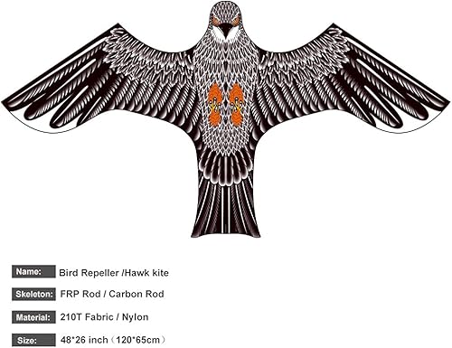 Miniatura 9 de Repelente de pájaros cometa voladora, halcón simulado, espantapájaros reflectante flash, dispositivo profesional de energía eólica para patio