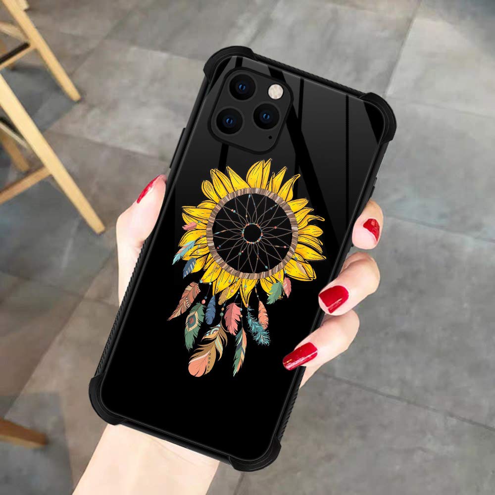 Handyhülle Für IPhone 11 Pro Max – Sonnenblumen-Traumfänger-Muster, Gehärtetes Glas, Kratzfest & Stoßsicher