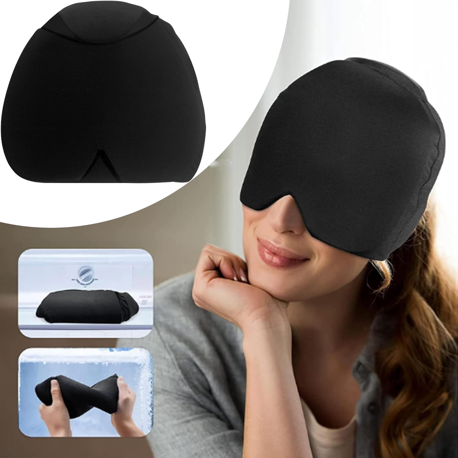 Gel cap Per Emicrania, un Buon Cappello Per Alleviare l'emicrania, Si Rilassa Quando Attacchi di Emicrania, Gel Riutilizzabile, Cappuccio per Emicrania e Sinusite che Copre la Testa(Blu)