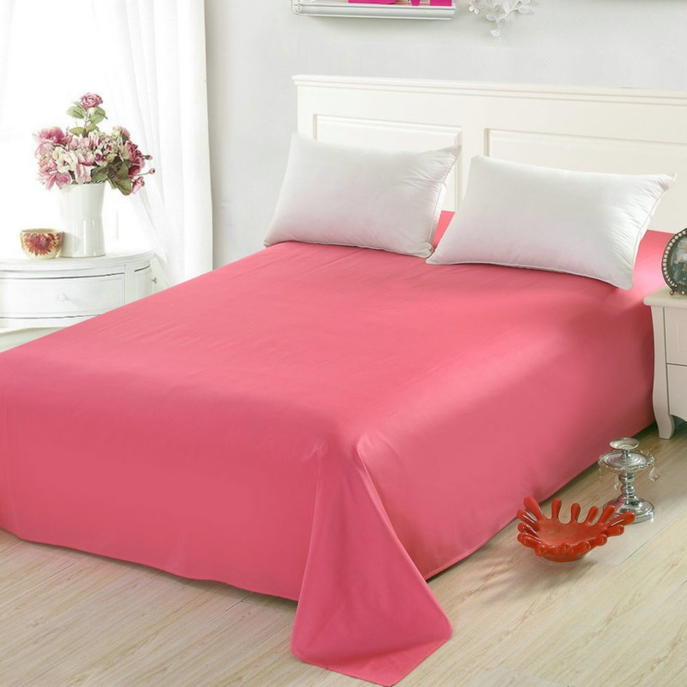 Drap plat en pur coton couleur unie - Dimensions 245x270cm pour lit double