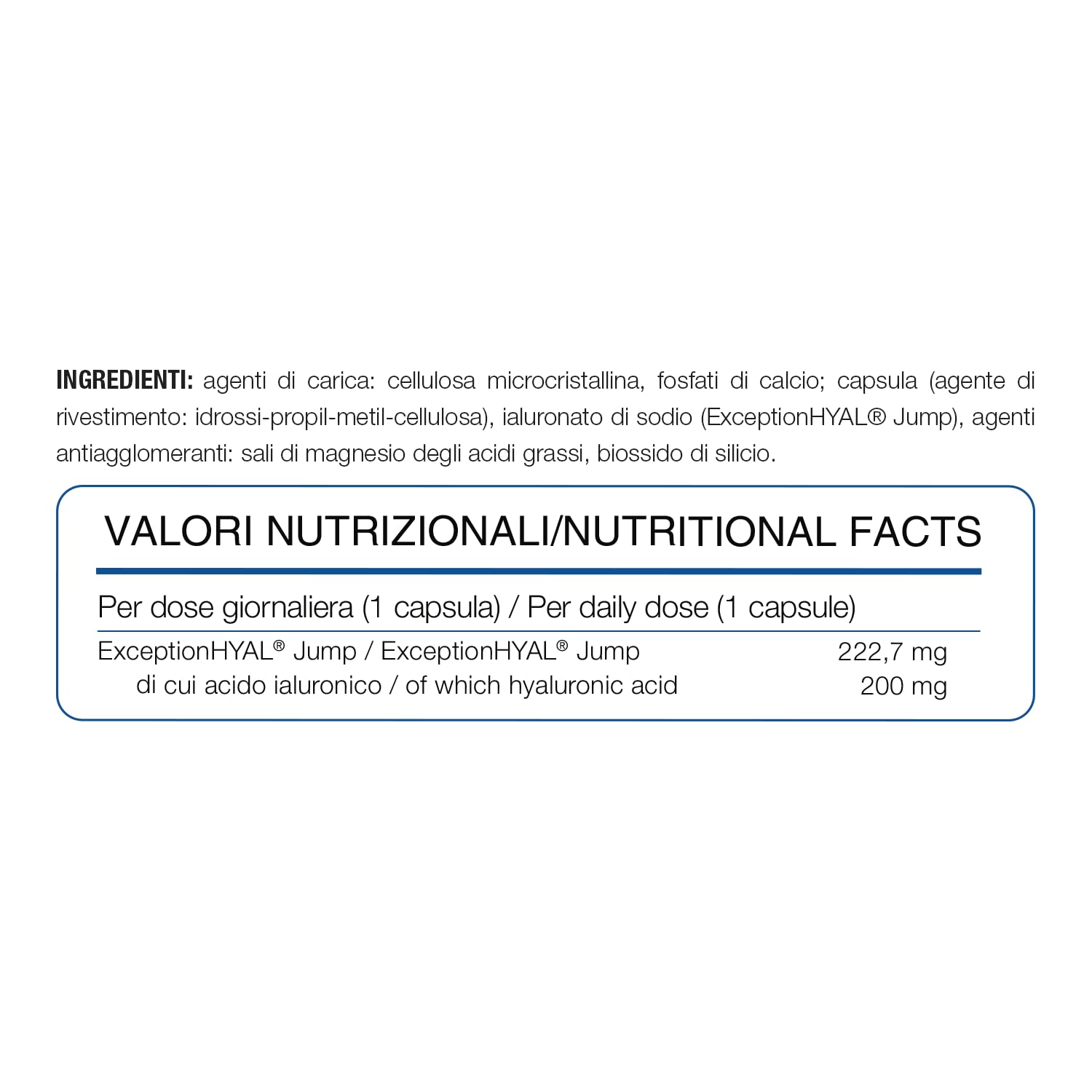 Tn Pharma Acido Ialuronico ExceptionHYAL Jump, 200mg, 30 Capsule, Neutro, Integratore per Articolazioni e Tessuti, 16.8g, Vegano, Senza Glutine, Senza Lattosio