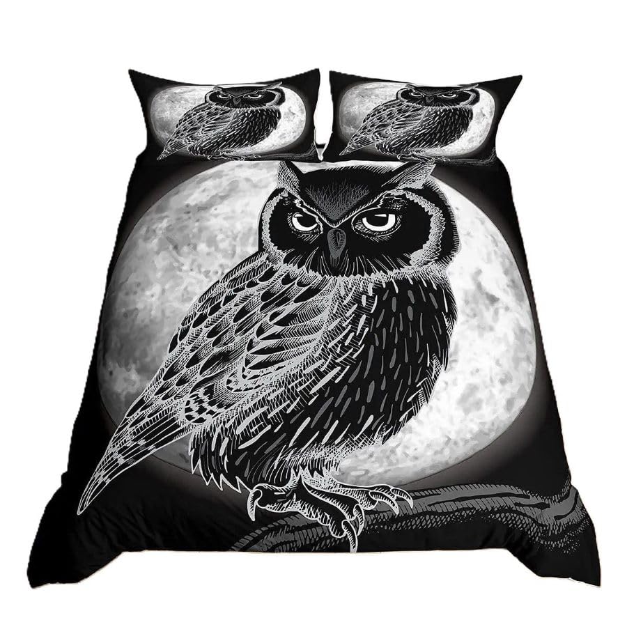 Parure housse de couette hibou multicolore lot de 3 pièces grand lit 260x220 BED0054P